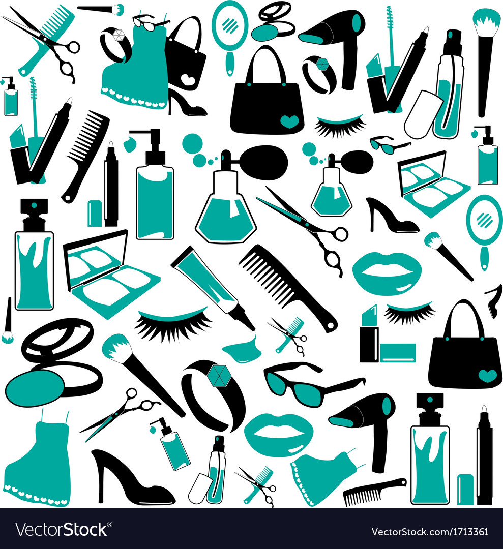 Cosmetic make up and beauty icons background Vector Image