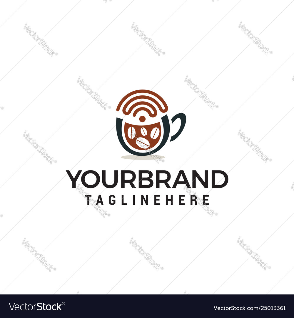 Tasse Kaffee mit Wifi Icon Logo Design Konzept