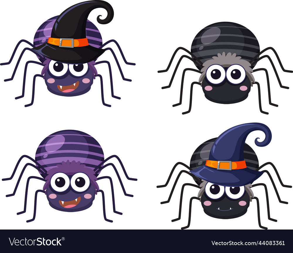 Different halloween spiders set Royalty Free Vector Image