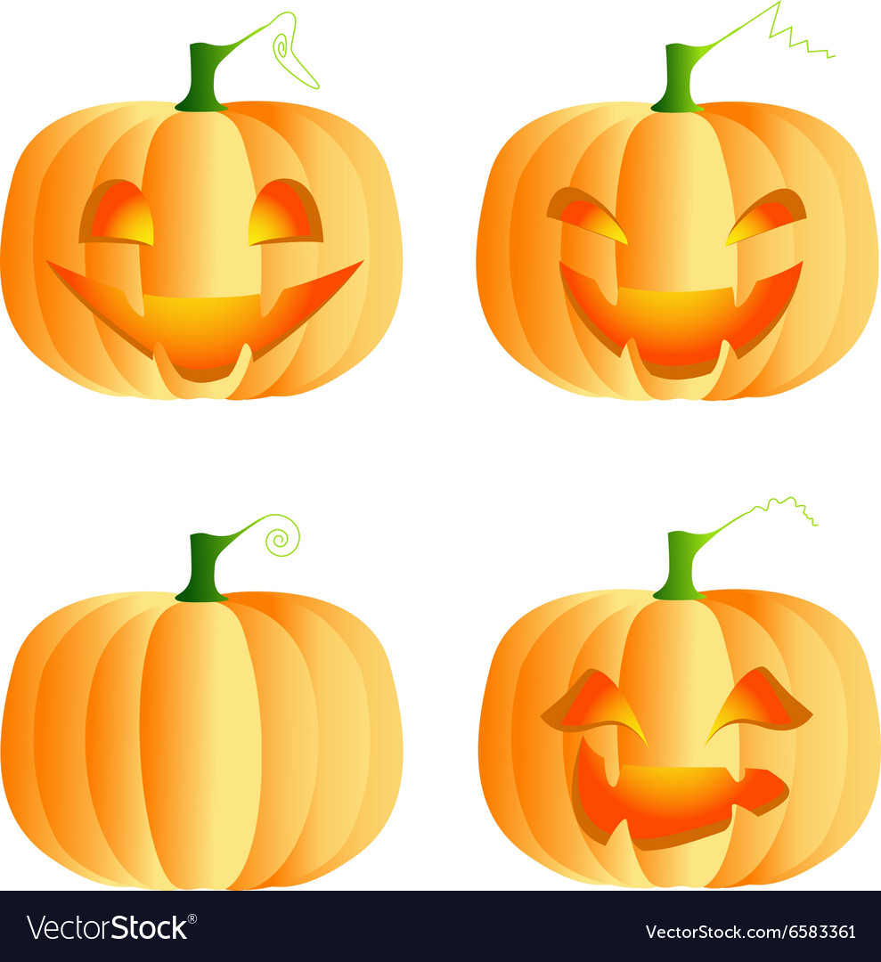 Four funny pumpkins