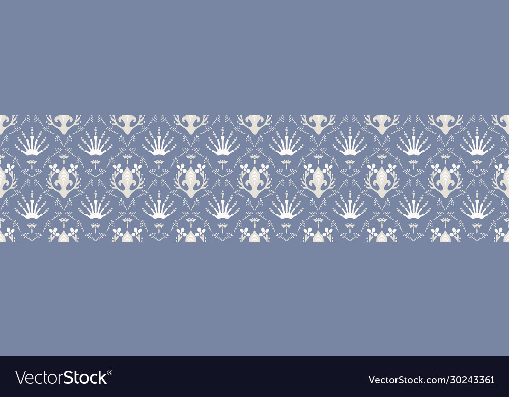 French blue damask shabby chic floral linen Vector Image