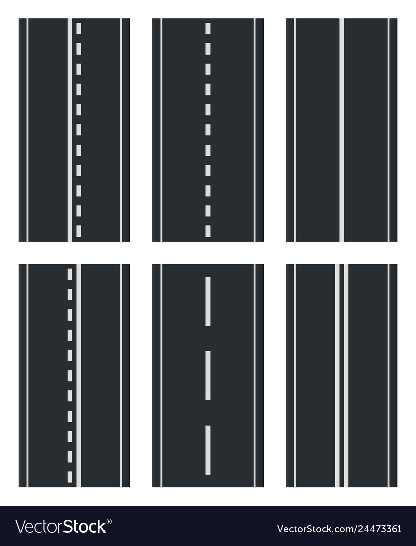 Set of seamless road types highway top view