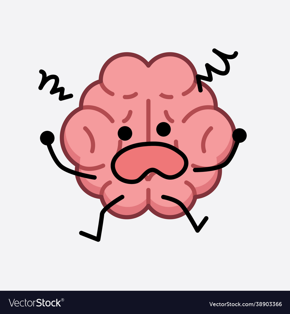 Brain character with cute face and simple body Vector Image