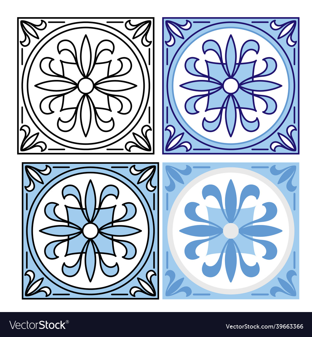 Decorative square ornaments set