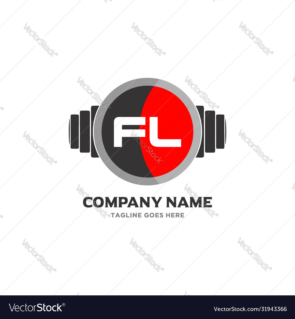 Fl Letter Logo Design Icon Fitness und Musik