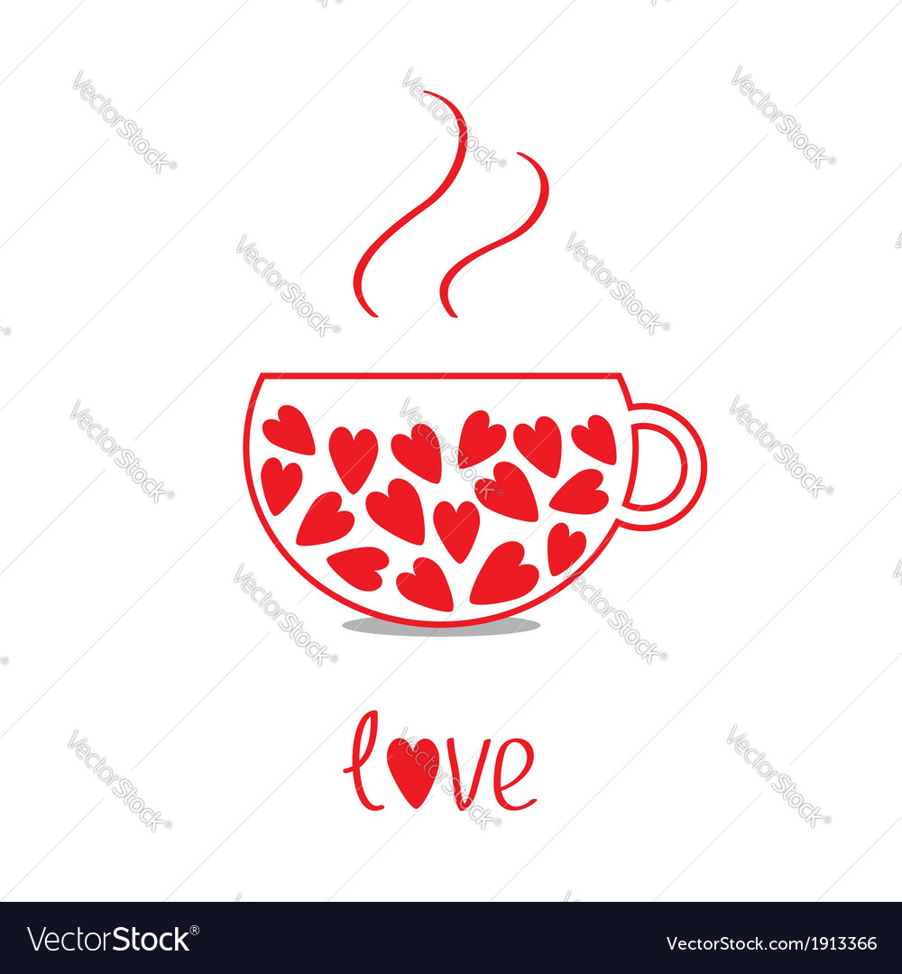 Love teacup with hearts card