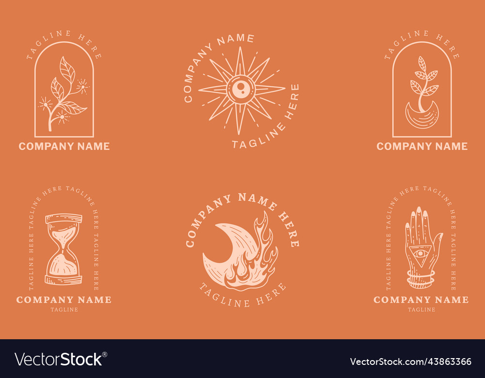 Mystical pink logo minimalist symbol templates Vector Image