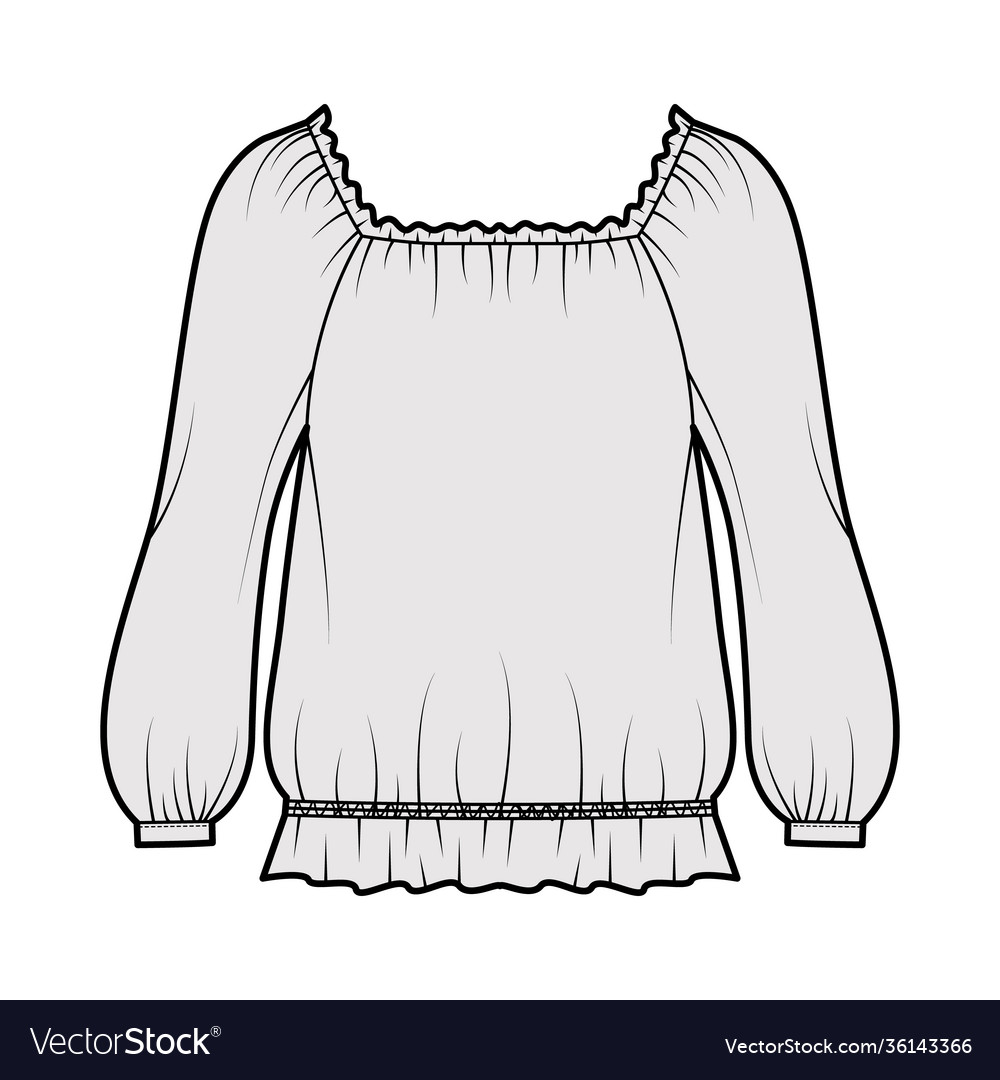 Peasant blouse technical fashion Royalty Free Vector Image