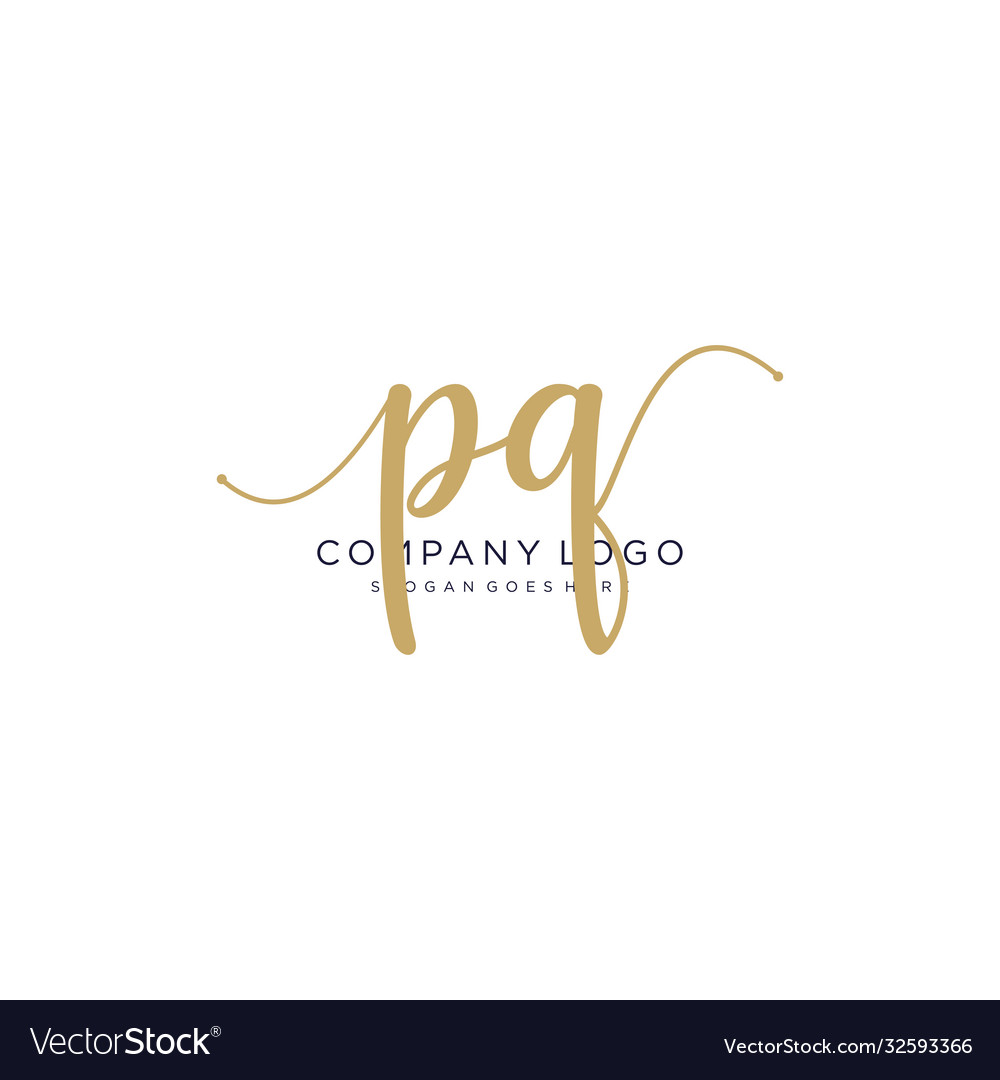 Pq initial handwriting logo design Royalty Free Vector Image