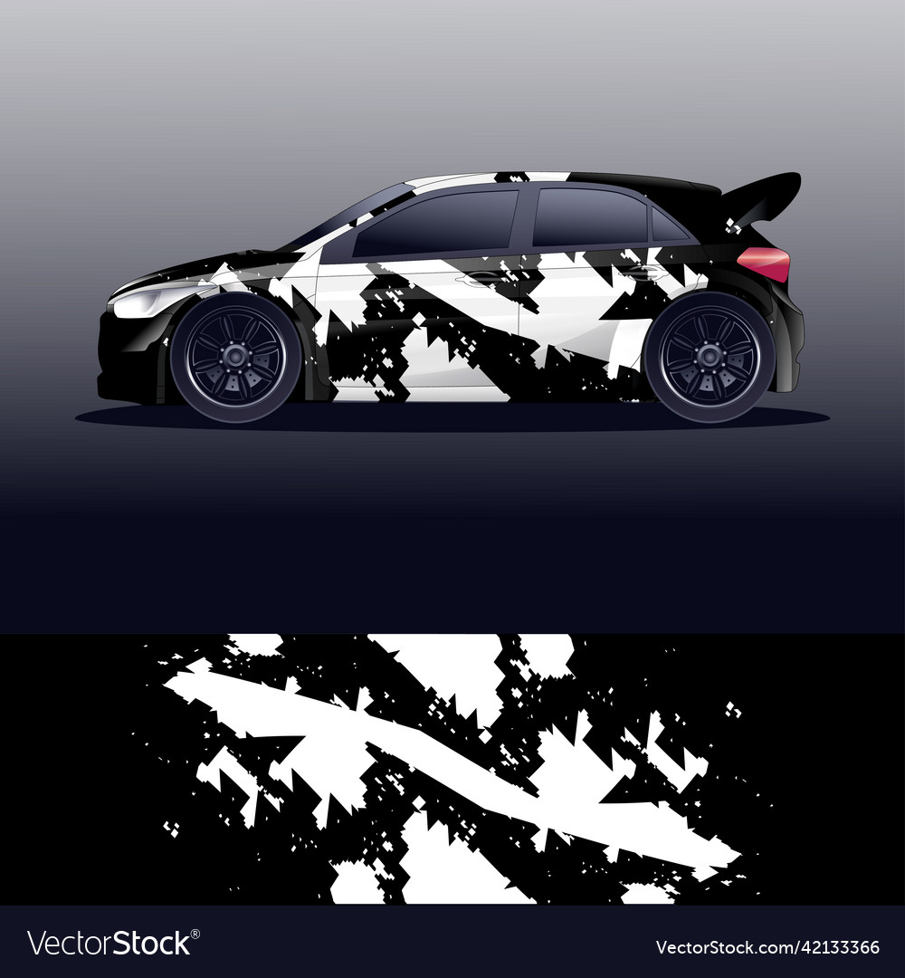 Rally car decal graphic wrap Royalty Free Vector Image