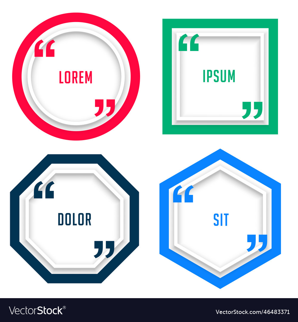 Four geometric quotes template in bold line style