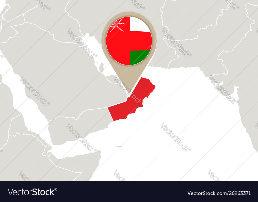 Oman on world map Royalty Free Vector Image - VectorStock