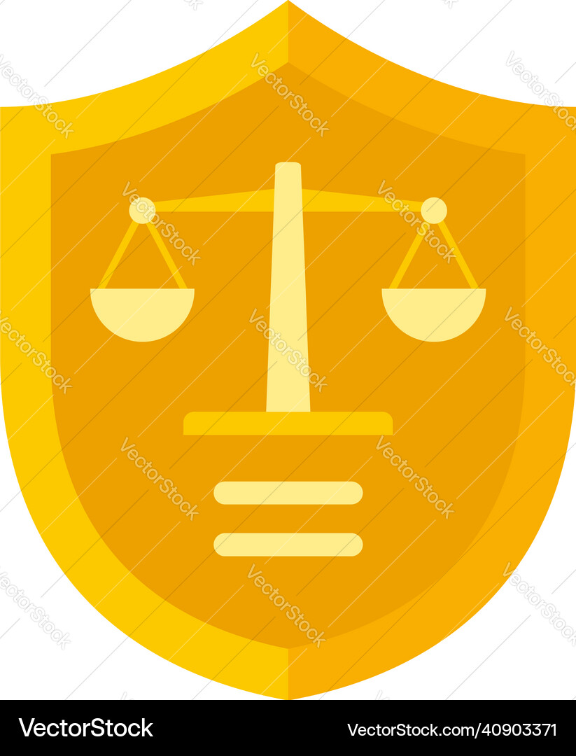 Prosecutor shield icon flat isolated Royalty Free Vector