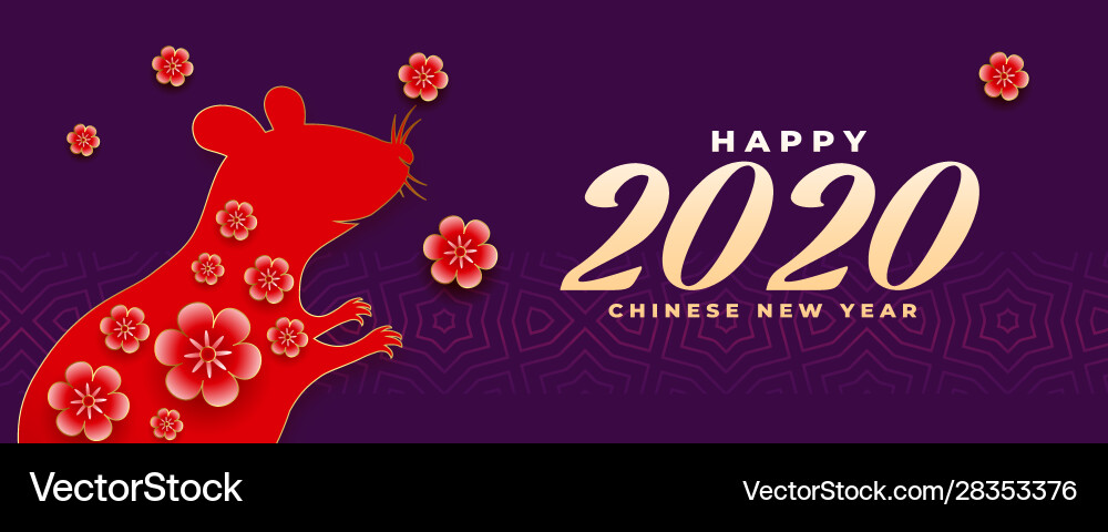 2020 Chinese New Year Rat Banner Design Royalty Free Vector