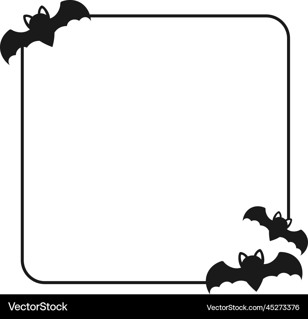 Bat silhouette square shape border frame simple Vector Image