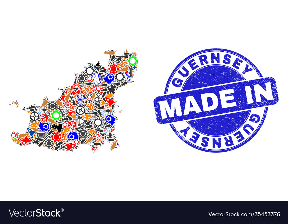 Engineering mosaic guernsey island map and made