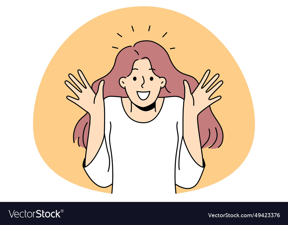 Happy woman feel shocked and stunned Royalty Free Vector