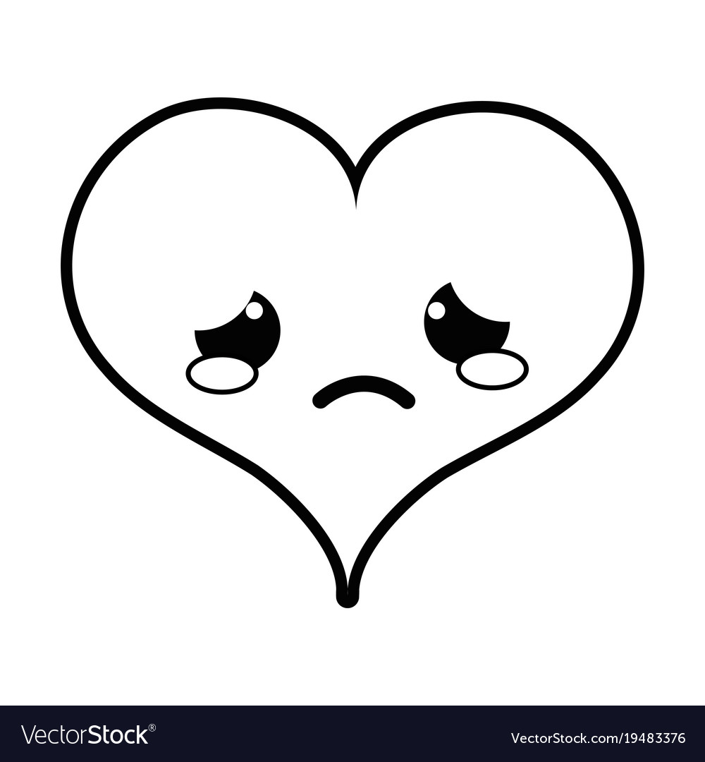 Line crying heart passion kawaii character Vector Image