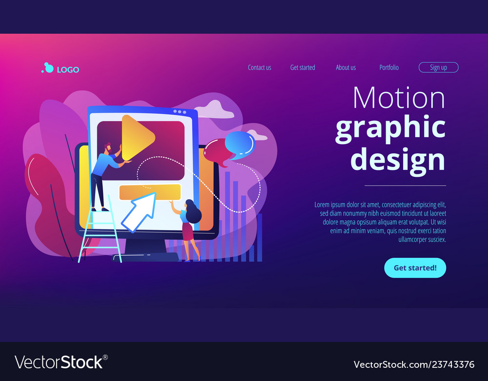 Motion graphic design concept landing page