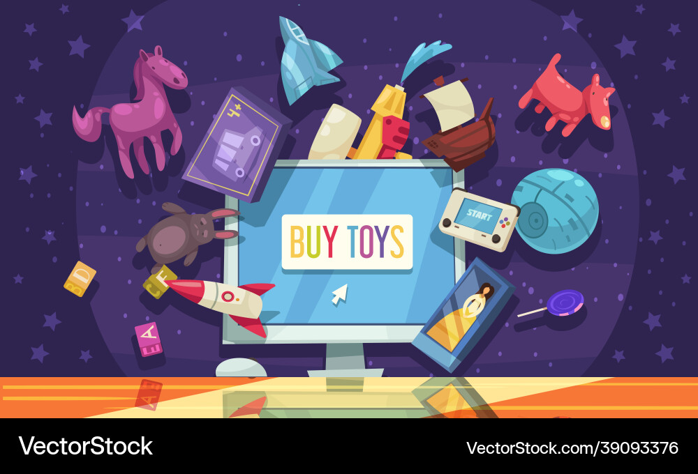 Online toys shop background Royalty Free Vector Image