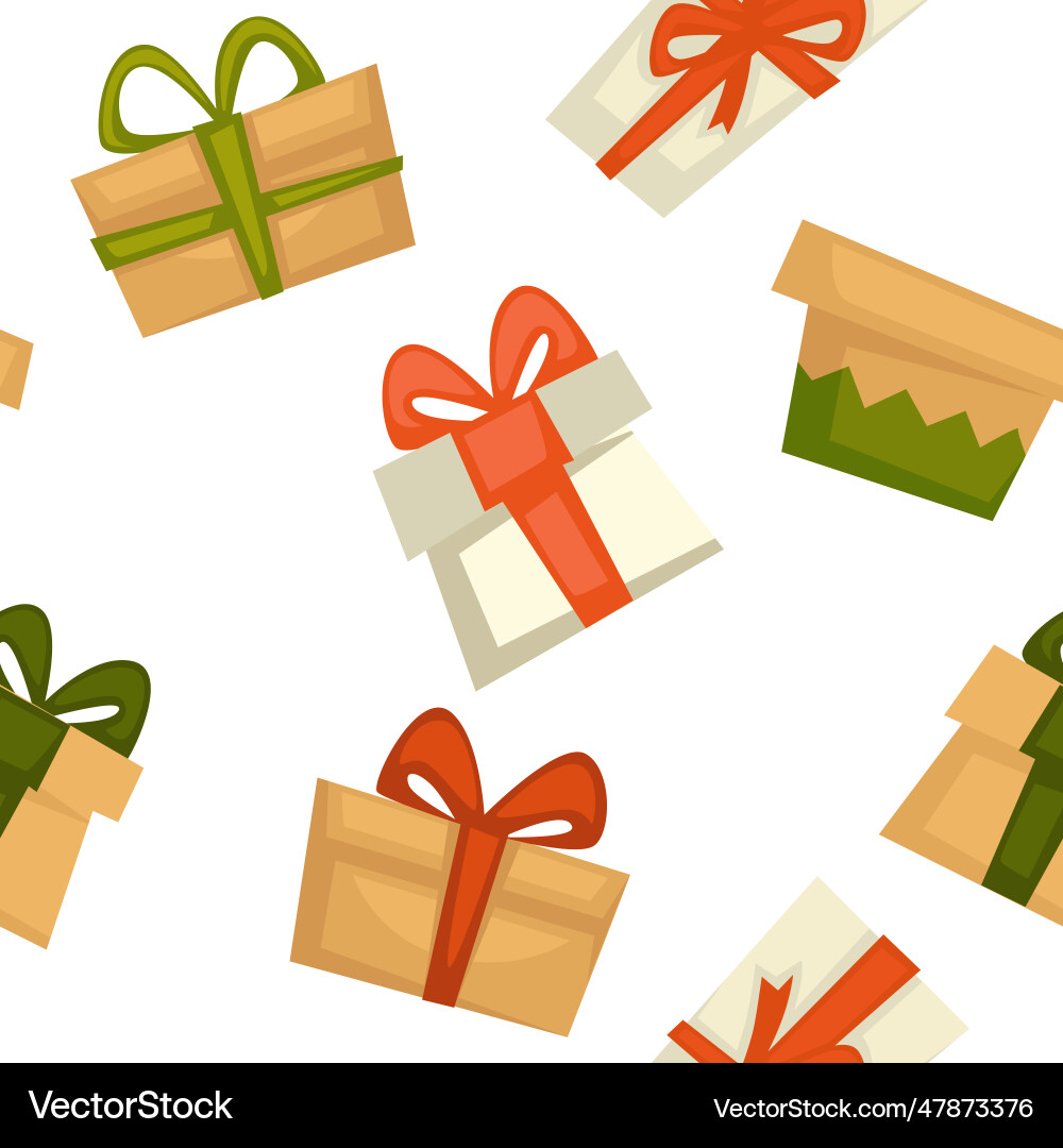 Present boxes with ribbon bows seamless pattern Vector Image