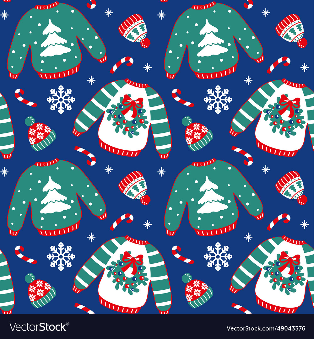 Ugly christmas sweater and knit hat Royalty Free Vector