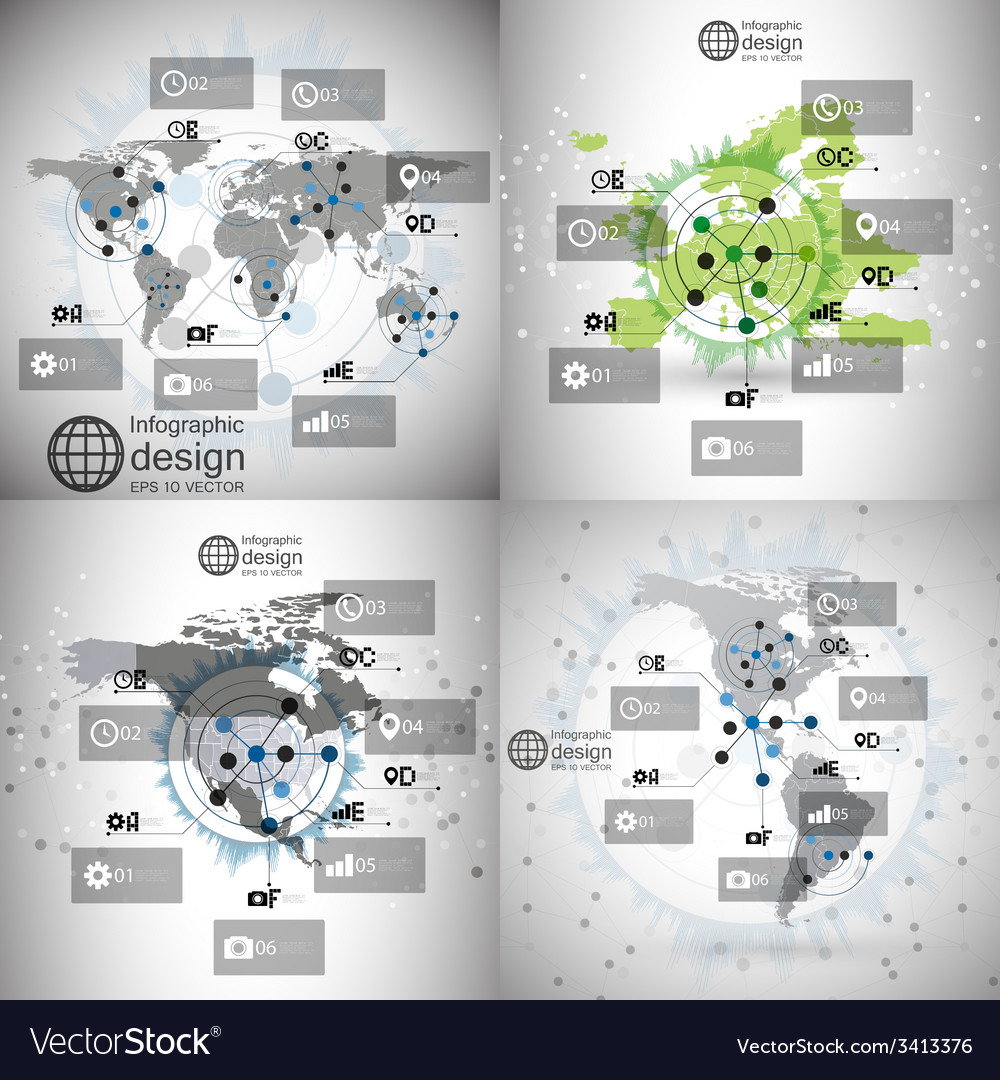 World maps set infographic templates for business