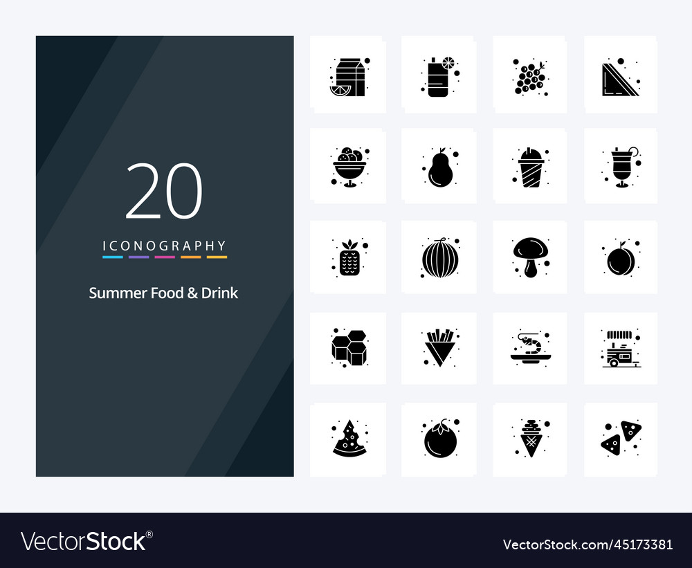 20 summer food drink solid glyph icon