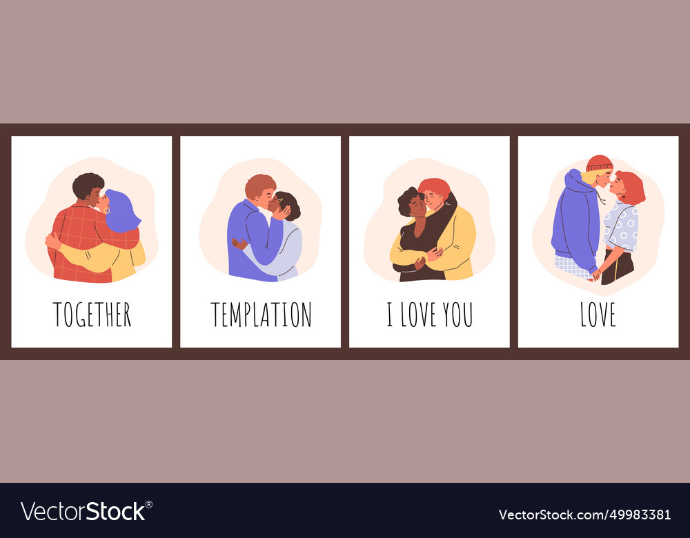 Banners or cards with loving couples sharing