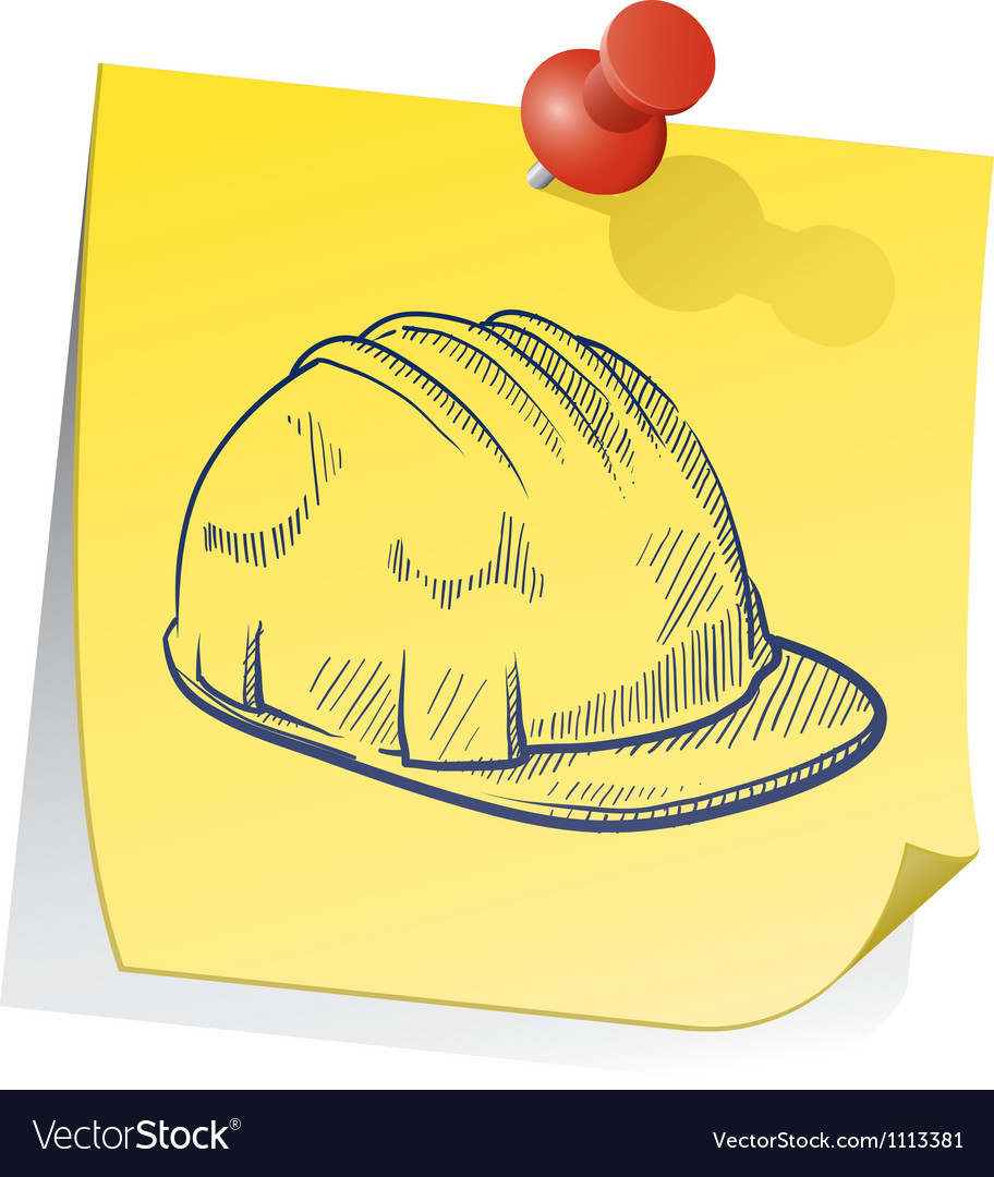 doodle sticky note saftey hat royalty free vector image