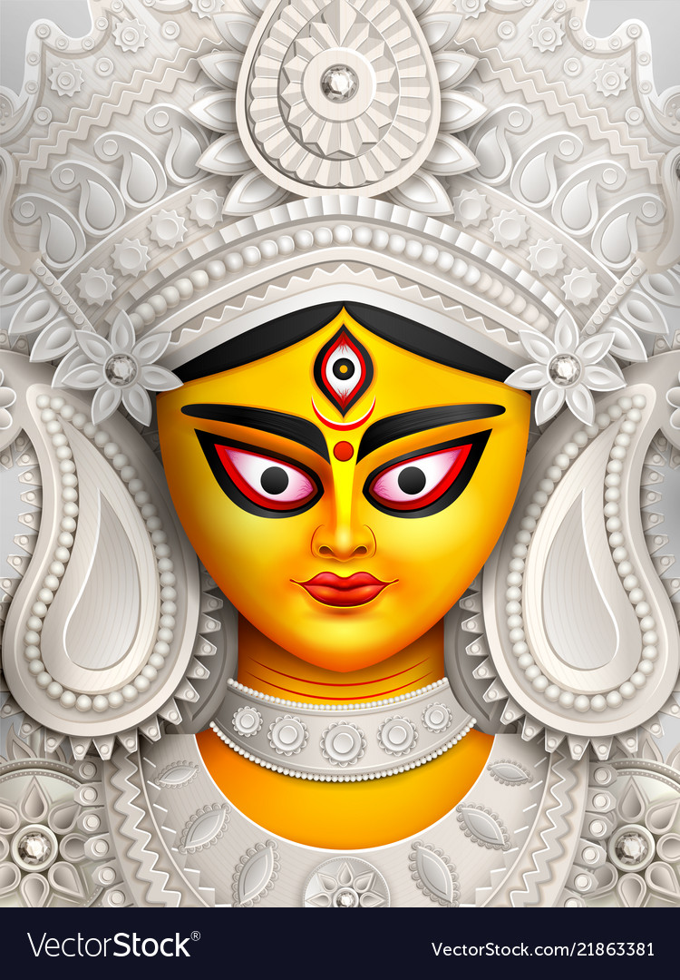 Goddess durga face in happy durga puja subh Vector Image