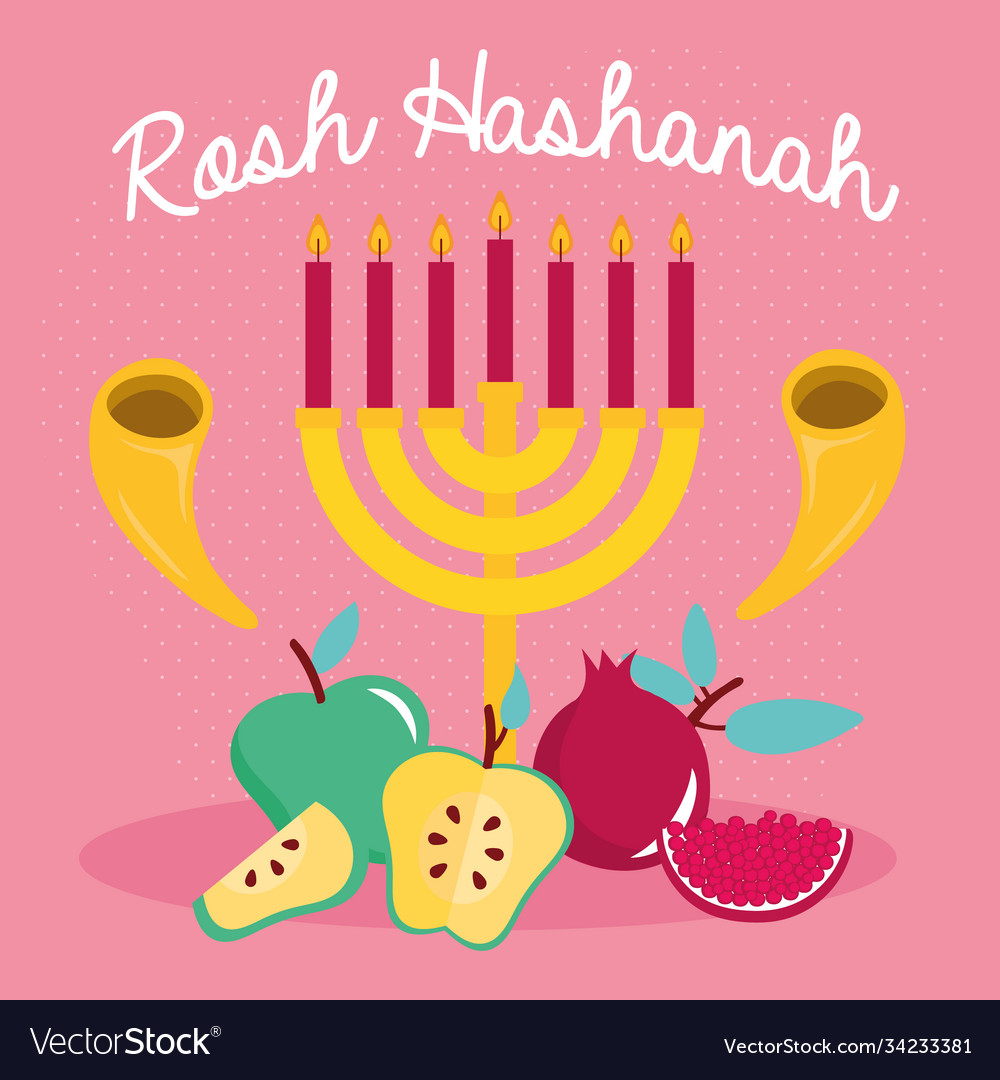 Happy rosh hashanah celebration with chandelier Vector Image