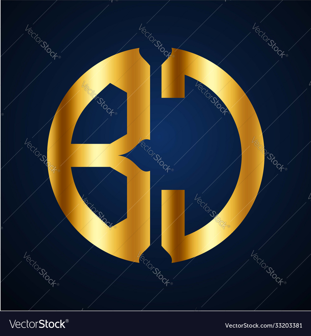 Initials b j circular shape and elegant gold color