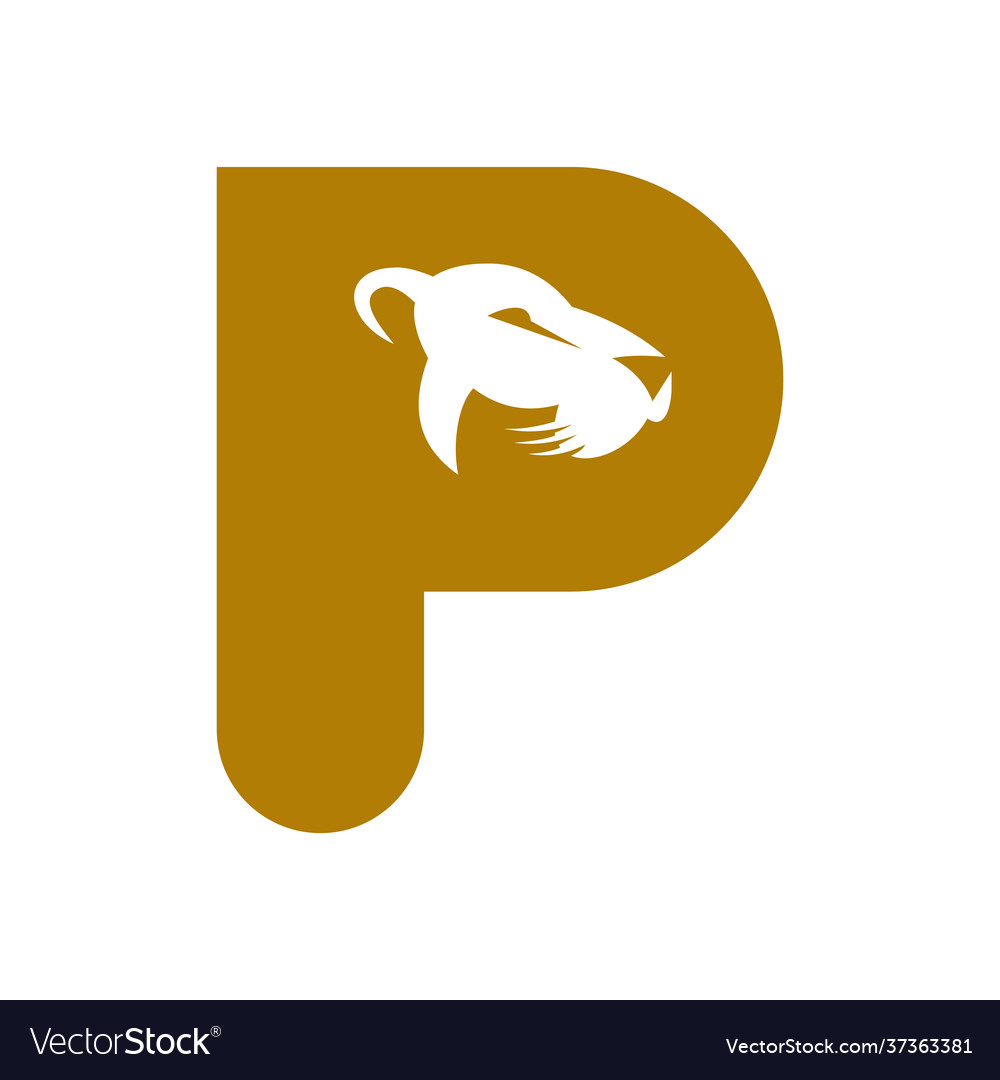 Letter p lion face logo icon