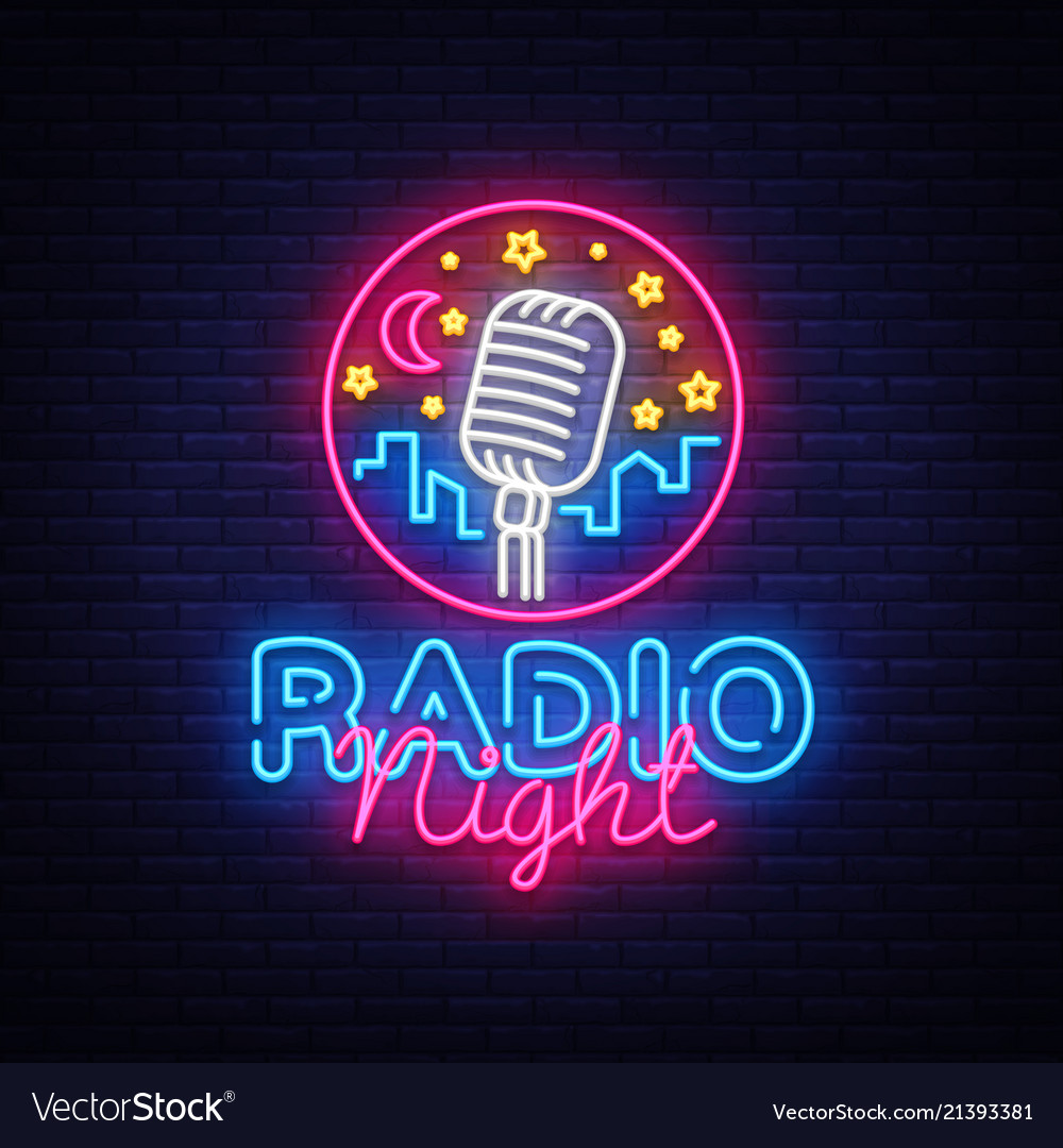 Radio night neon logo radio night neon Royalty Free Vector