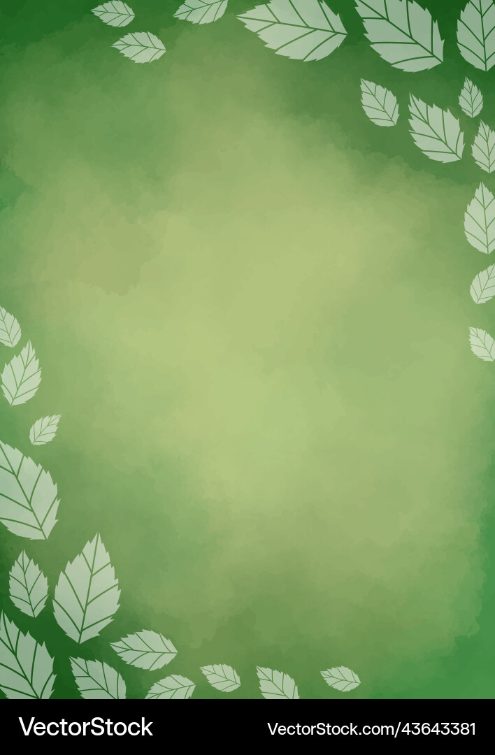 Tea leaves frame on green watercolor Royalty Free Vector