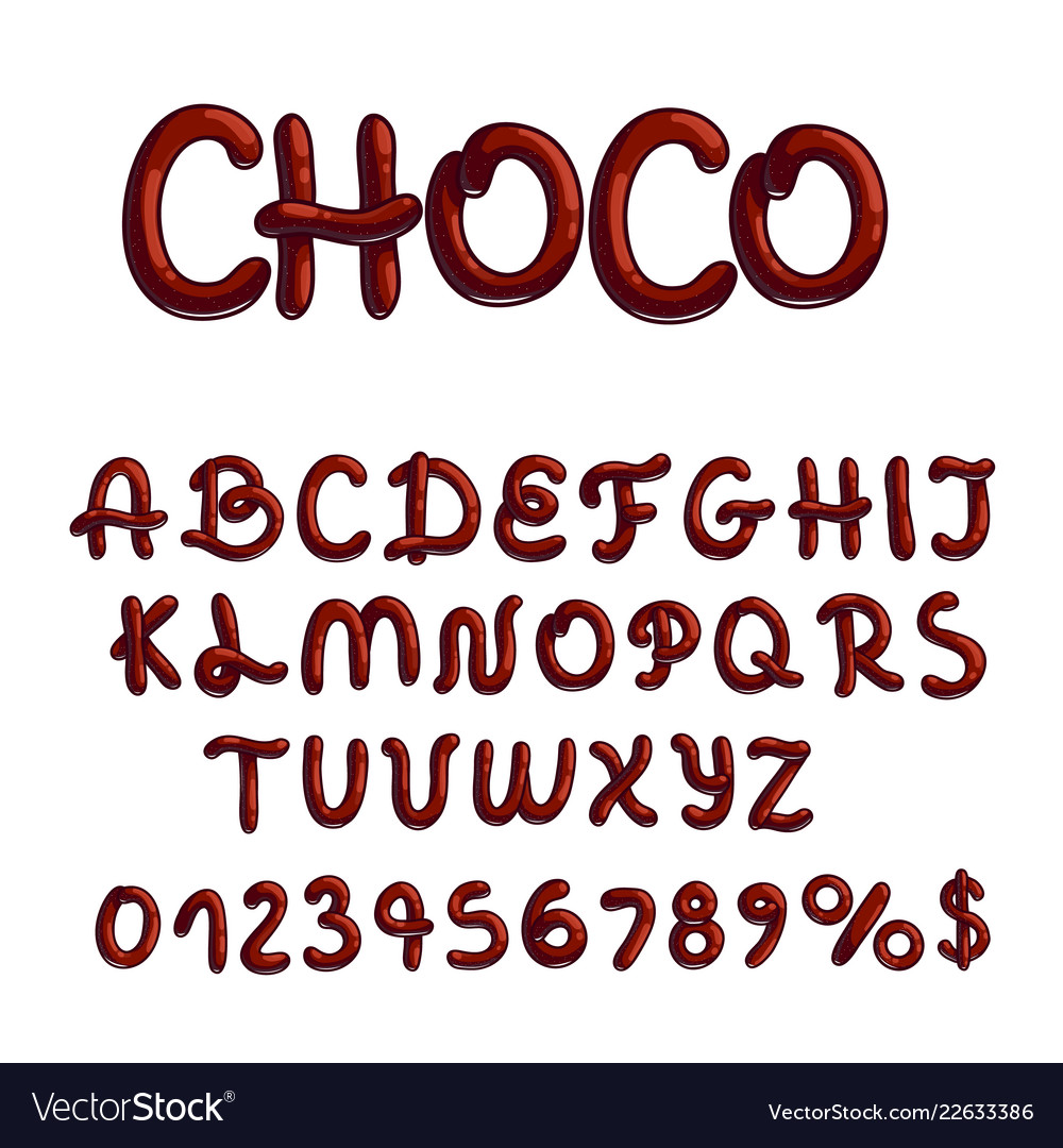 Chocolate font type on white background Royalty Free Vector