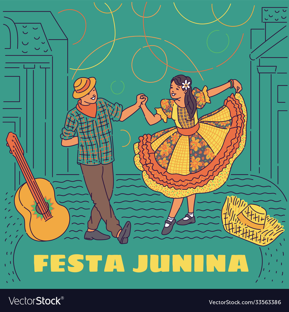 Festa junina - brazil holiday poster with cartoon