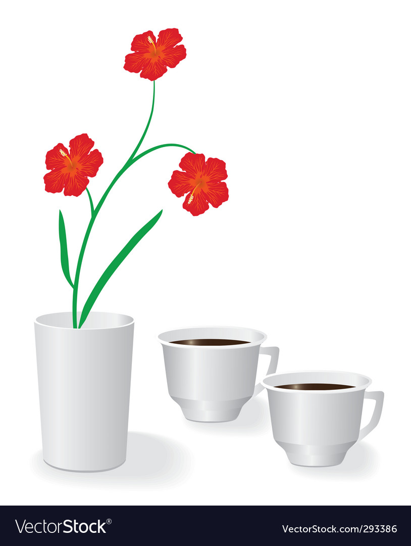 Flowers and two cups of coffee