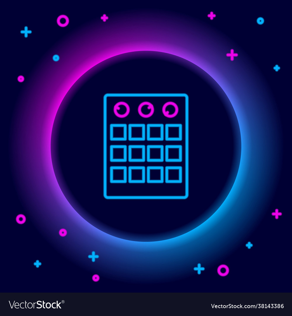 Glowing neon line drum machine icon isolated Vector Image