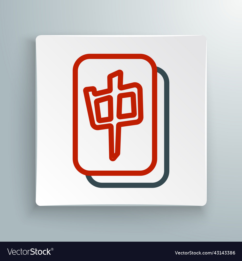 Line mahjong pieces icon isolated on white