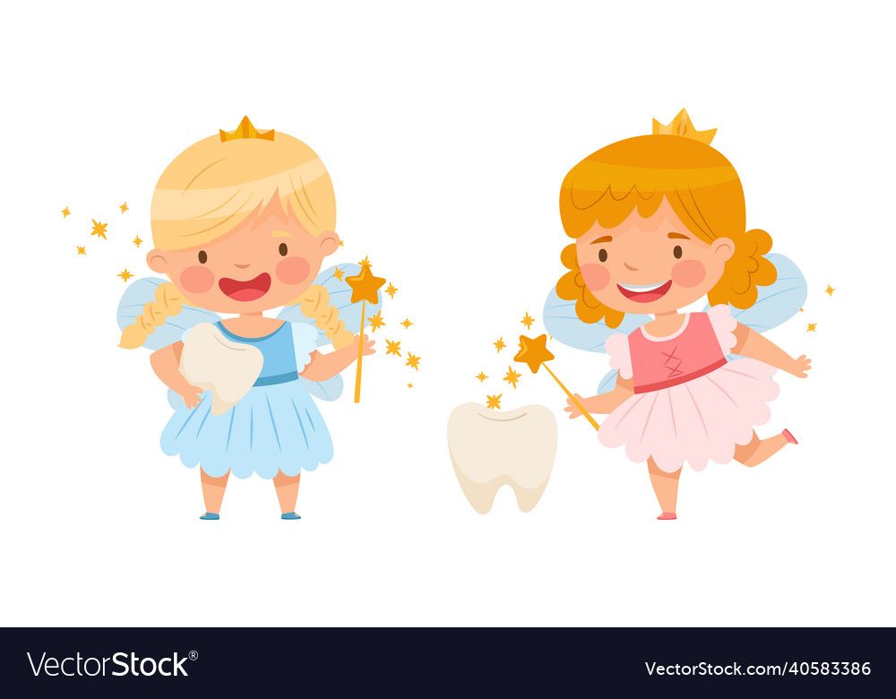 Little tooth fairy with magic wand set lovely