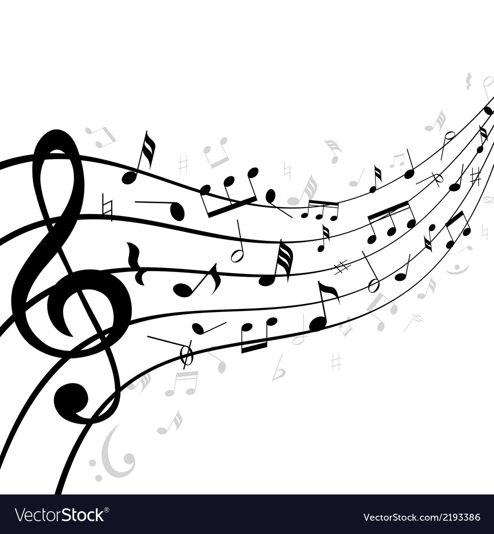 Music notes on a stave or staff Royalty Free Vector Image