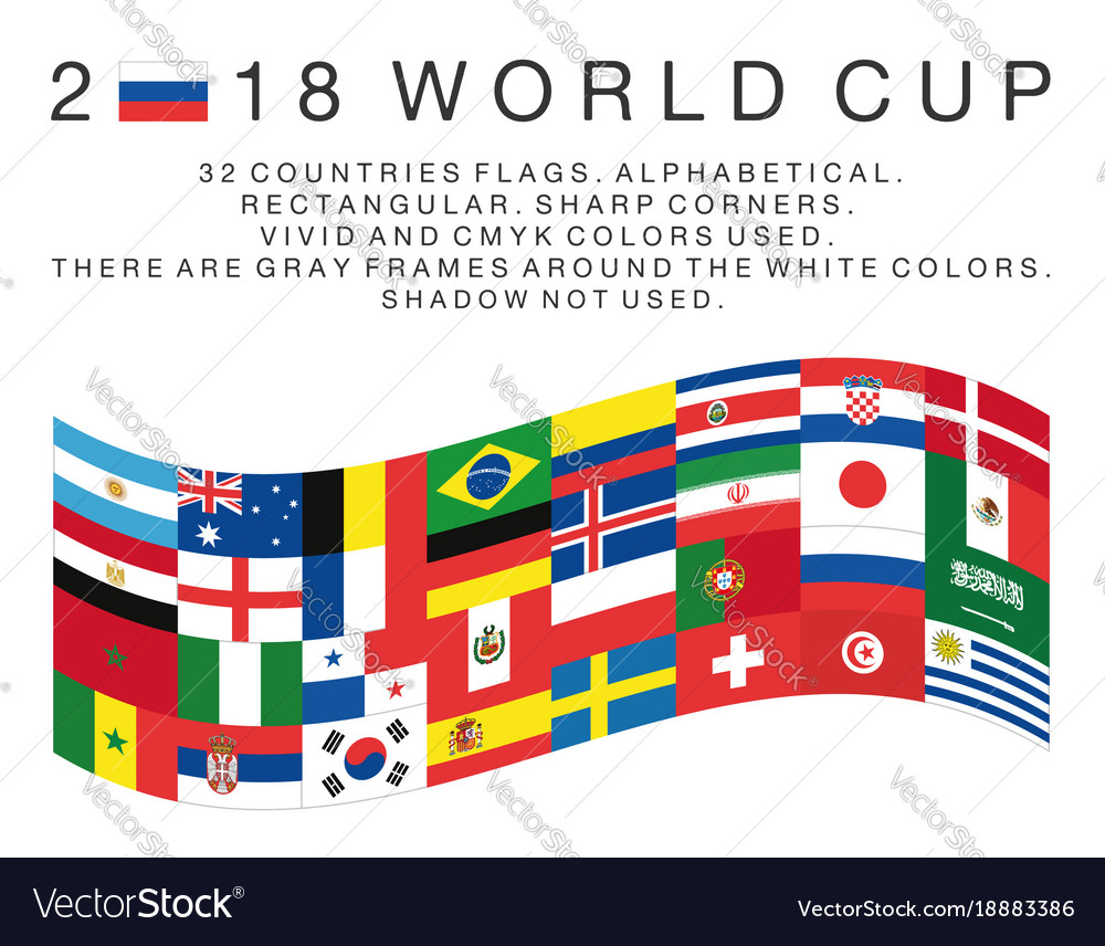 Rectangular Flags 2018 World Cup Countries Vector Image