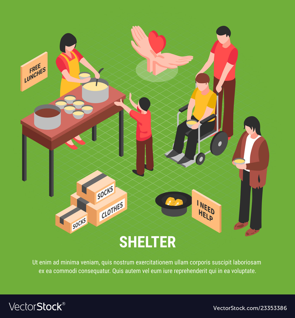 Shelter isometric poster Royalty Free Vector Image