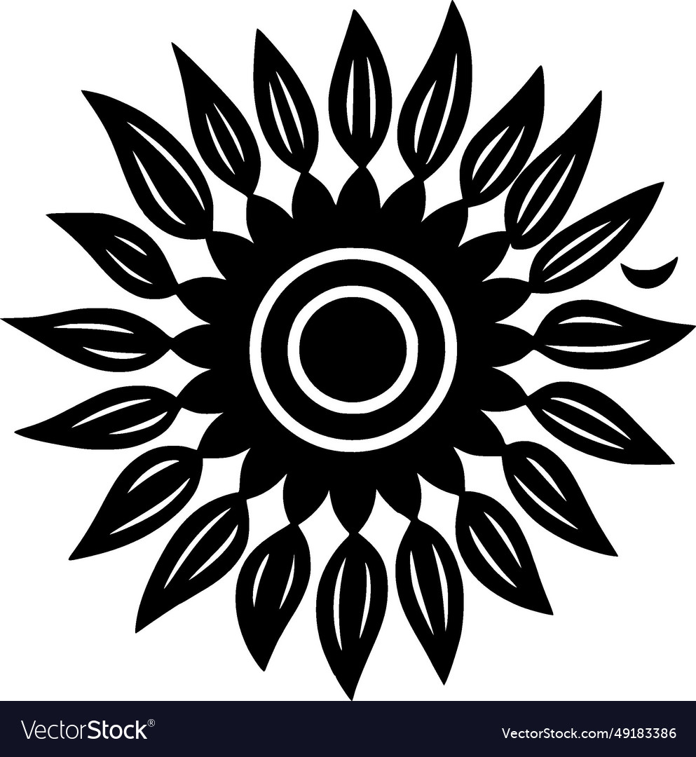 Sunflower - black and white Royalty Free Vector Image