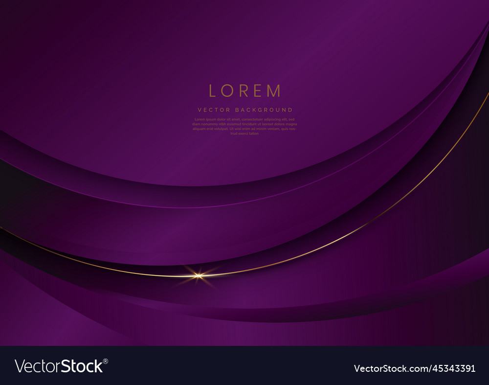 Abstract 3d curved violet background with gold Vector Image