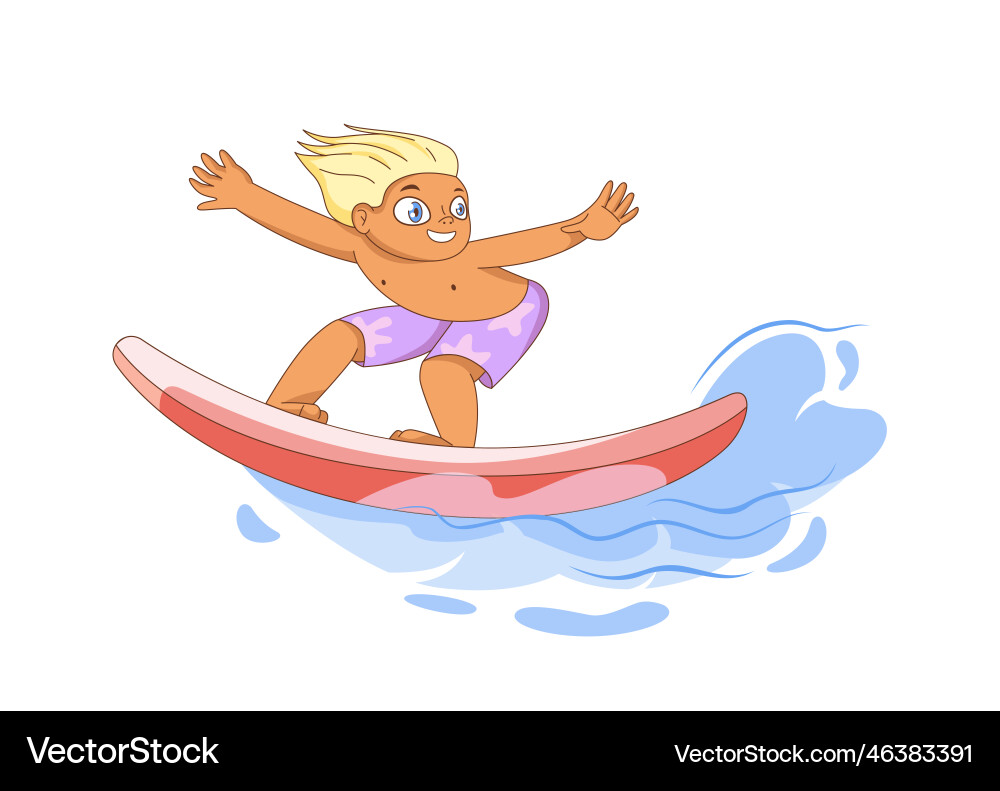 Boy at surfboard Royalty Free Vector Image - VectorStock