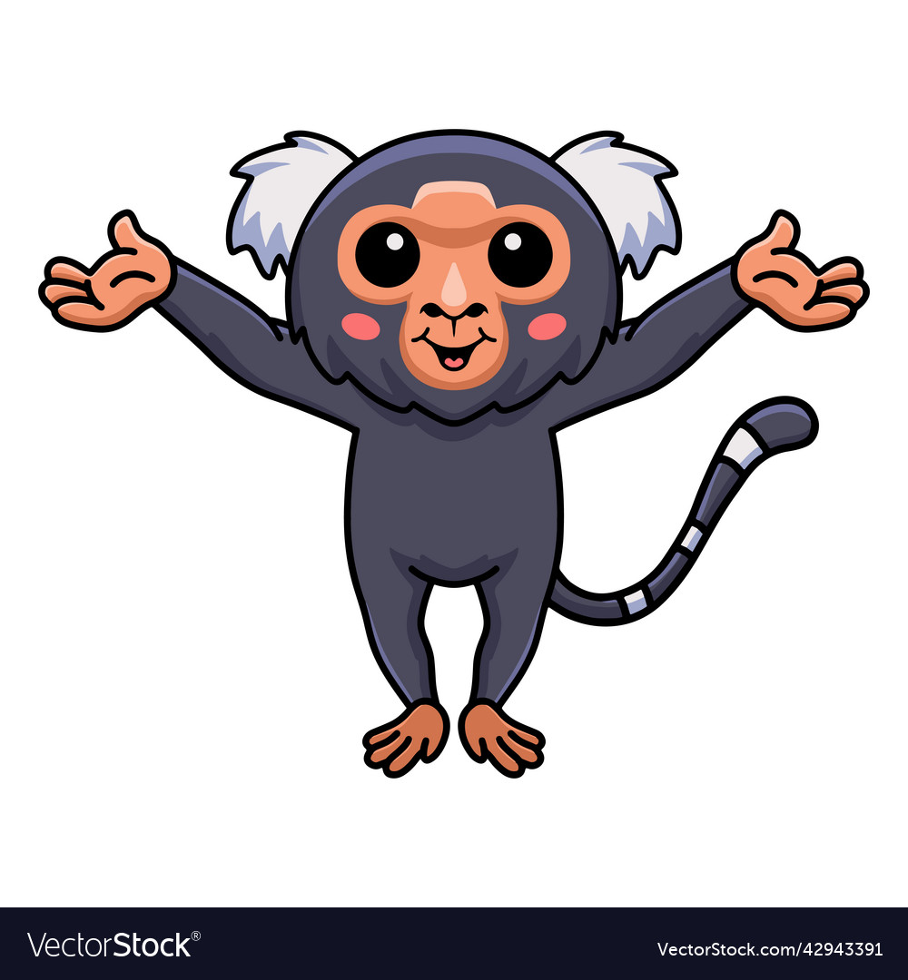 Cute pygmy marmoset monkey cartoon raising hands Vector Image