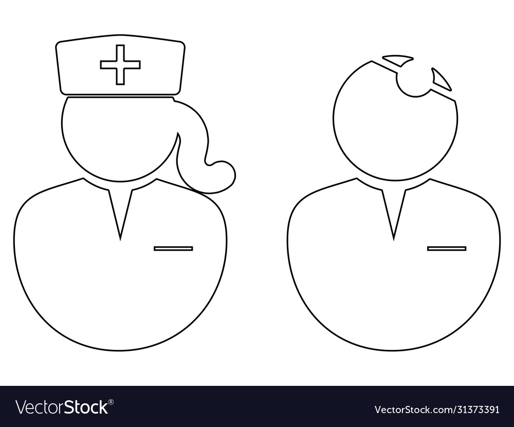 Doctor and nurse outline icon black white